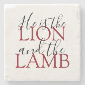 Christian Faith He is The Lion and The Lamb Steinuntersetzer (Vorderseite)