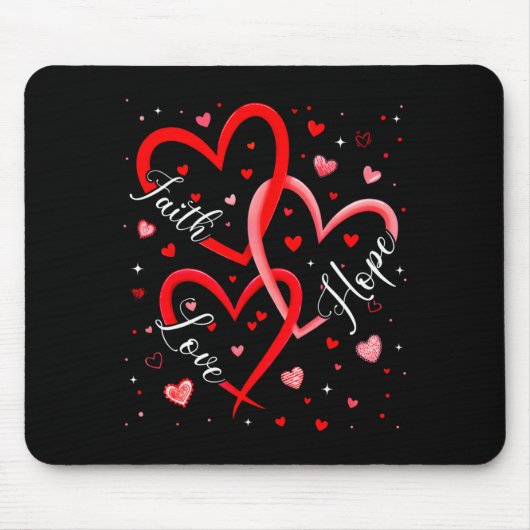 Christian Faith Hope Love Hearts Religious Valenti Mousepad (Vorne)