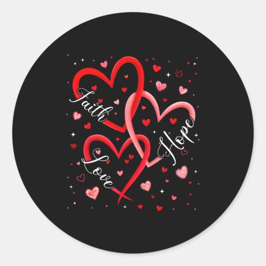 Christian Faith Hope Love Hearts Religious Valenti Runder Aufkleber (Vorderseite)