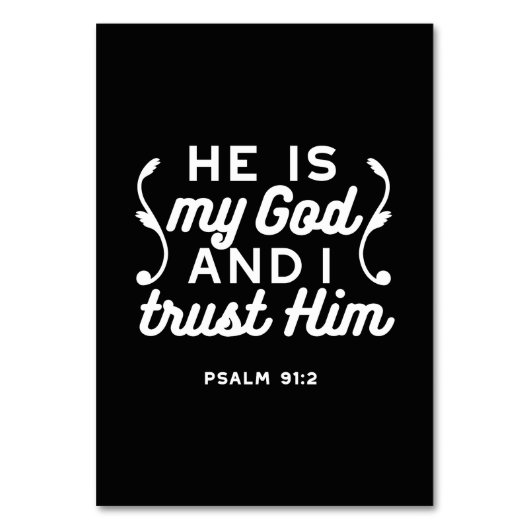 Christian Faith Quote – Trust in God Psalm 91:2 Tischnummer (Vorderseite)