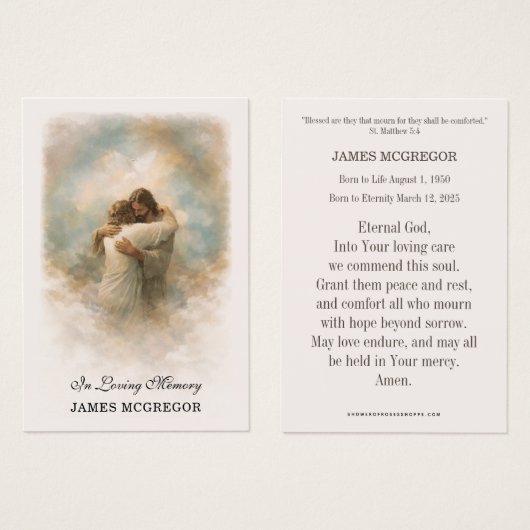 Christian Funeral Memorial Jesus Prayer Card (Vorne & Hinten)