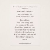 Christian Funeral Memorial Jesus Prayer Card (Rückseite)