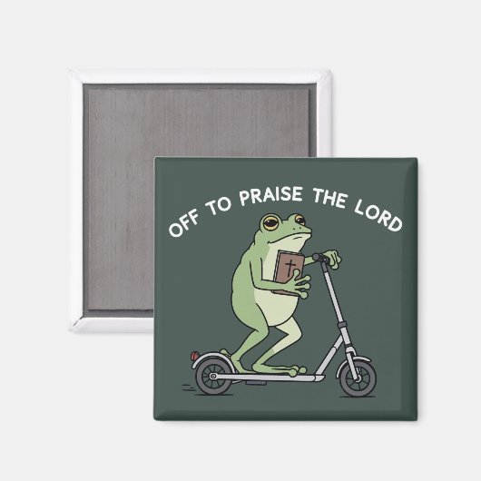 Christian Funny Frog Off To Praise The Lord Bible Magnet (Vorderseite/Rückseite)