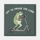 Christian Funny Frog Off To Praise The Lord Bible Magnet (Vorne)