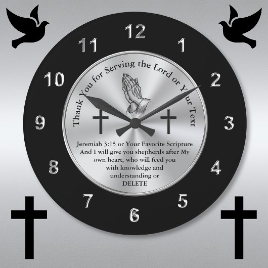 Christian Gifts for Pastors, Jeremiah 3:15 Große Wanduhr