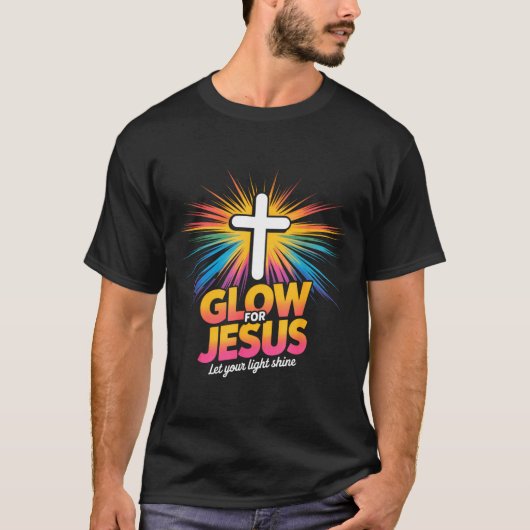 Christian Glow For Jesus Let Your Light Shine Fait T-Shirt (Vorderseite)