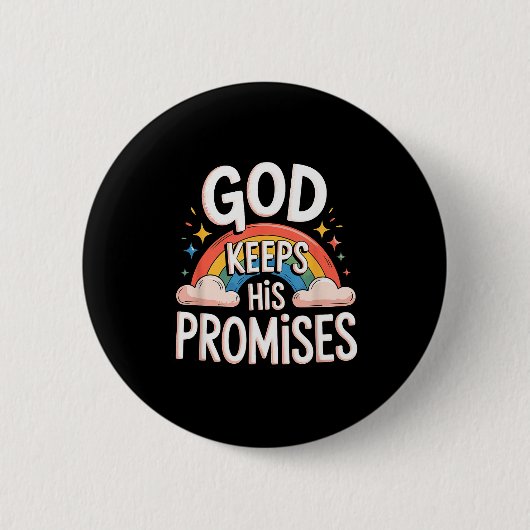 Christian God Keeps His Promises Rainbow Clouds  Button (Vorderseite)