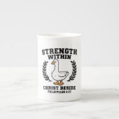 Christian Goose Mug – “Strength Within, Christ Bes Porzellantasse (Vorderseite)