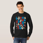 Christian Groovy 4th of July Loves Jesus and Ameri T-Shirt (Vorne ganz)