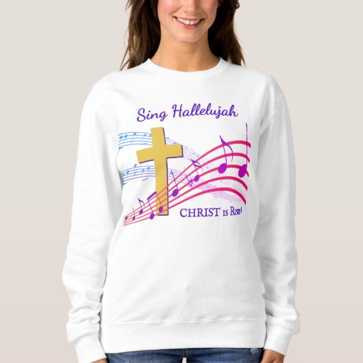 Christian HALLELUJAH CHRIST IS RISEN Easter Sweatshirt (Vorderseite)