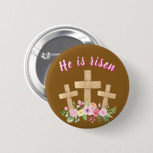 Christian " He is risen" Religious Easter Button (Vorne & Hinten)