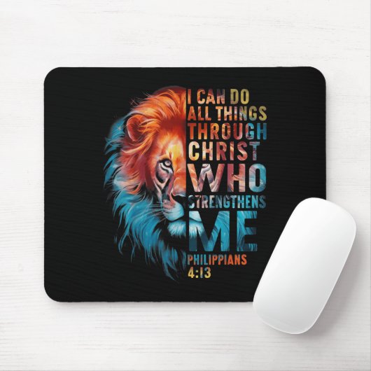 Christian I Can Do All Thing Through Christ Lion F Mousepad (Mit Mouse)