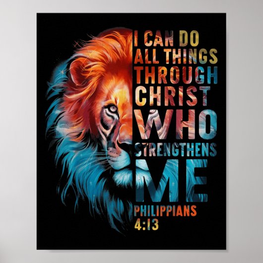 Christian I Can Do All Thing Through Christ Lion F Poster (Vorne)