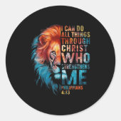 Christian I Can Do All Thing Through Christ Lion F Runder Aufkleber (Vorderseite)
