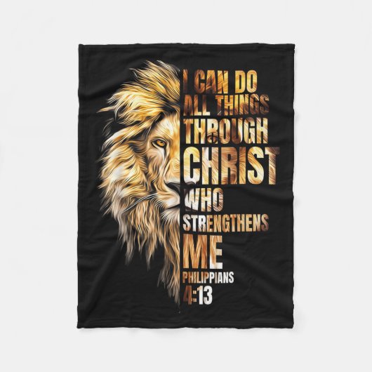 Christian I Can Do All Things Through Christ Lion Fleecedecke (Vorderseite)