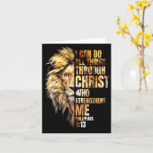Christian I Can Do All Things Through Christ Lion  Karte (Gelbe Blume)