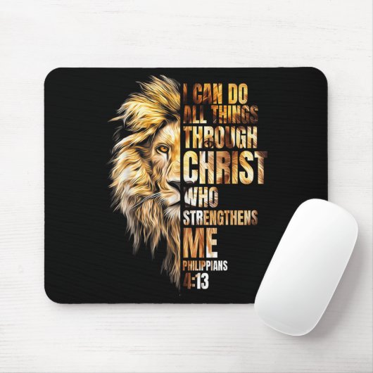 Christian I Can Do All Things Through Christ Lion Mousepad (Mit Mouse)