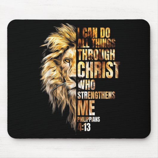 Christian I Can Do All Things Through Christ Lion  Mousepad (Vorne)