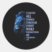 Christian I Can Do All Things Through Christ Lion  Runder Aufkleber (Vorderseite)