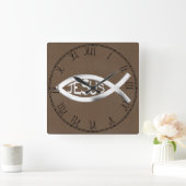Christian Jesus Fish Quadratische Wanduhr (Zuhause)