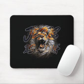 Christian Jesus Is King With Striking Lion Of Juda Mousepad (Mit Mouse)