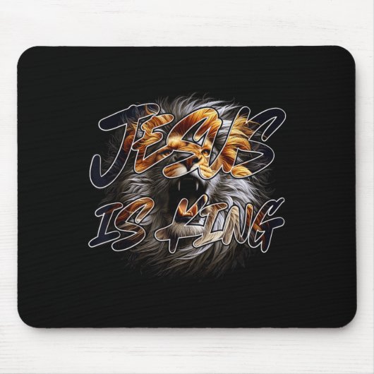 Christian Jesus Is King With Striking Lion Of Juda Mousepad (Vorne)