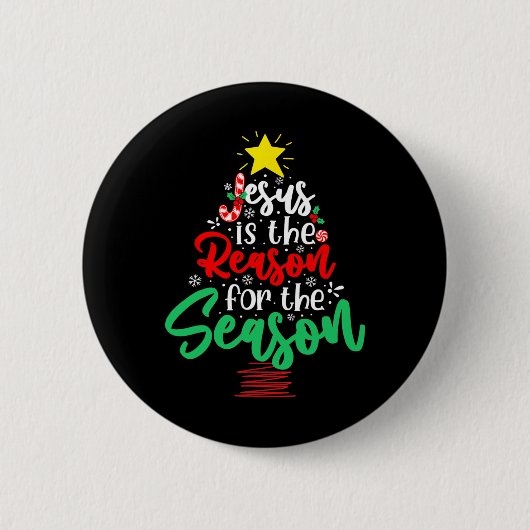Christian Jesus Is The Reason Christmas Xmas Tree  Button (Vorderseite)