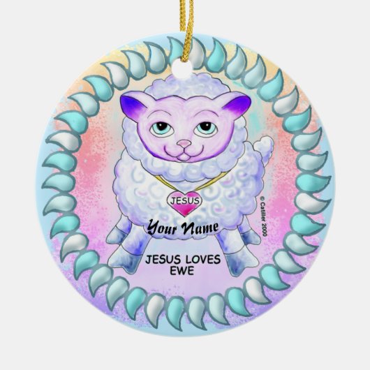 Christian Jesus Loves You Keramik Ornament (Vorne)