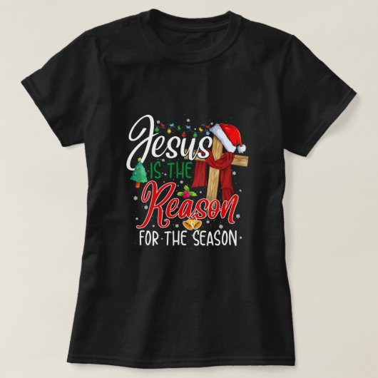 Christian Jesus The Reason Christmas Stocking Stuf T-Shirt (Design vorne)