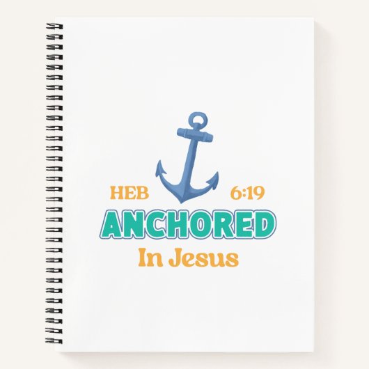Christian Journal Anchored in Christ Verse Design Notizblock (Vorderseite)