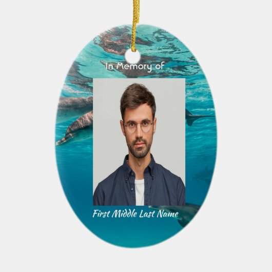 Christian Memorial Dolphins Underwater Ocean Keramik Ornament (Vorne)