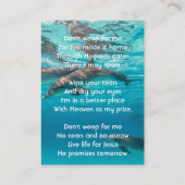 Christian Memorial Dolphins Underwater Ocean Visitenkarte (Rückseite)