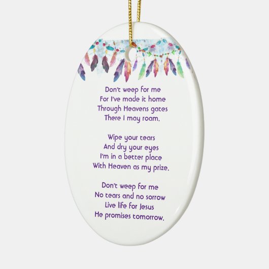 Christian Memorial Feathers Boho Tribal Native Keramik Ornament (Links)