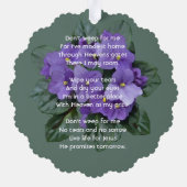 Christian Memorial Keepsake African Violet Ornament Karte (Rückseite)