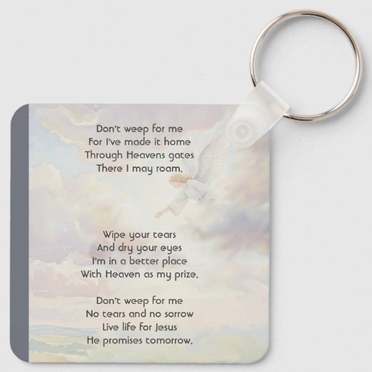 Christian Memorial Keepsake Angel Reaching Schlüsselanhänger (Rückseite)