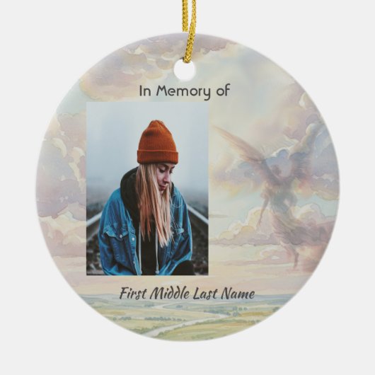 Christian Memorial Keepsake Angel Sky Clouds Keramik Ornament (Vorne)