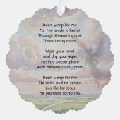 Christian Memorial Keepsake Angel Sky Clouds Ornament Karte (Rückseite)