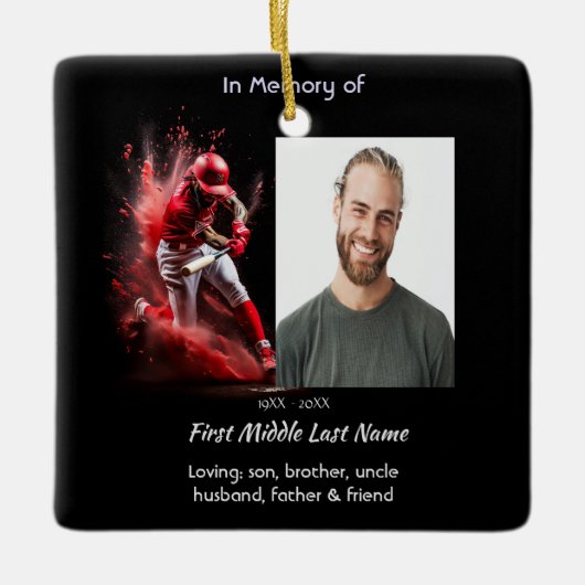 Christian Memorial Keepsake Baseball Softball Keramikornament (Vorderseite)