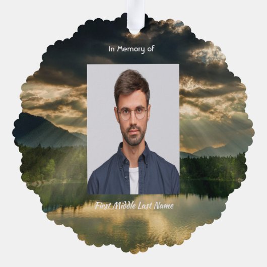 Christian Memorial Keepsake Beautiful Lake Beach Ornament Karte (Rückseite)