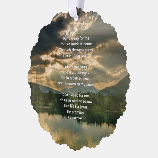 Christian Memorial Keepsake Beautiful Lake Beach Ornament Karte (Links)