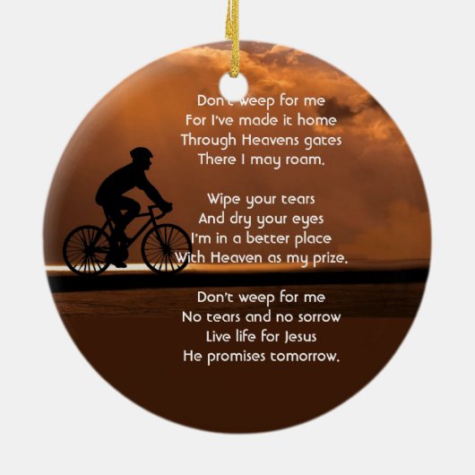 Christian Memorial Keepsake Biking Cycling Bike Keramik Ornament (Hinten)