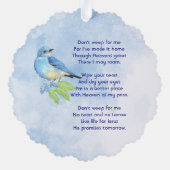Christian Memorial Keepsake Bluebird Garden Bird Ornament Karte (Rückseite)
