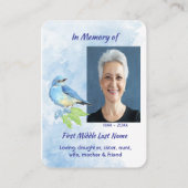 Christian Memorial Keepsake Bluebird Garden Bird  Visitenkarte (Rückseite)