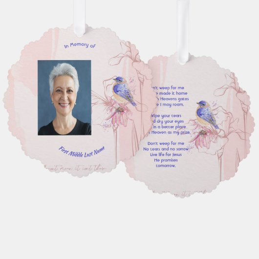 Christian Memorial Keepsake Bluebird Garden Ornament Karte (Vorderseite/Rückseite)