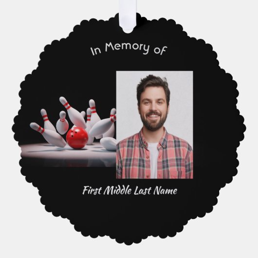 Christian Memorial Keepsake Bowling Bowler Ornament Karte (Vorderseite)