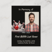 Christian Memorial Keepsake Bowling Bowler Visitenkarte (Vorderseite)