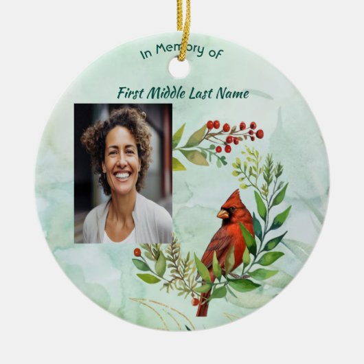 Christian Memorial keepsake Cardinal Bird Keramik Ornament (Vorne)