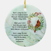 Christian Memorial keepsake Cardinal Bird Keramik Ornament (Hinten)