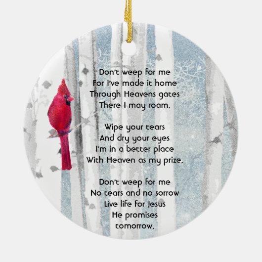 Christian Memorial Keepsake Cardinal Bird Keramik Ornament (Hinten)