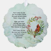 Christian Memorial Keepsake Cardinal Bird Ornament Karte (Rückseite)